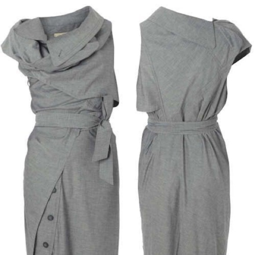 All Saints Gray Asymmetrical Dress